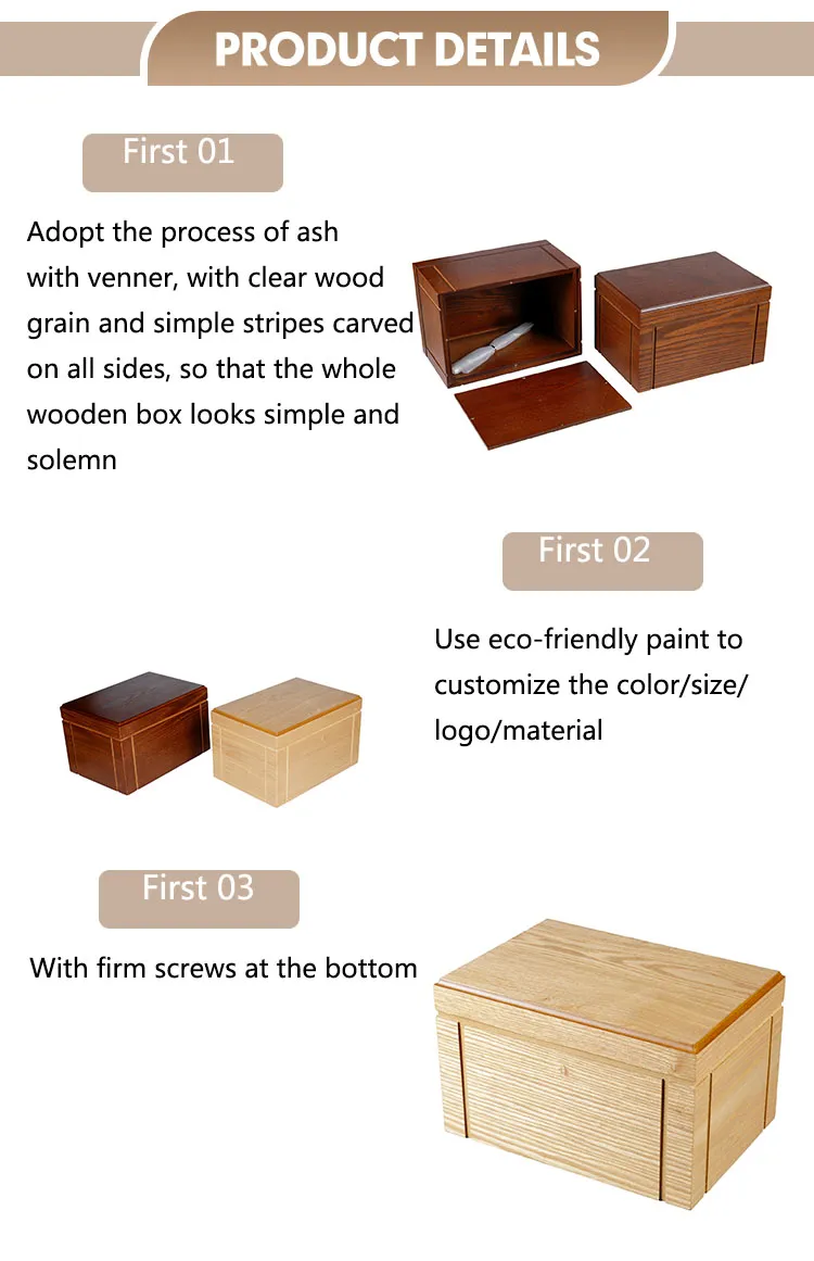 Wholesale Wood Cremation Pet Urn Burial Funeral Supplies Casket Biodegradable Urns for Human Ashes