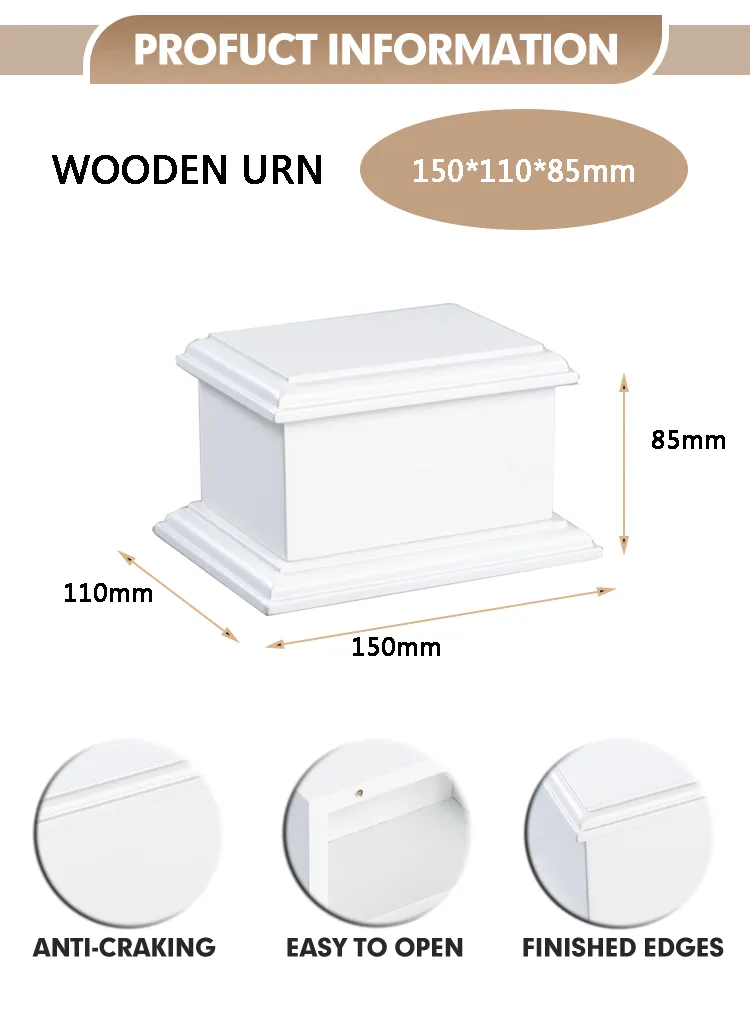 Factoray Price High Quality Oak Solid Wood Funeral Coffin Urn Custom Pet Cremation Wooden Urns for Ashes