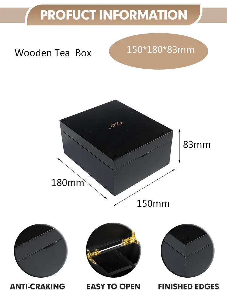 Stylish Wooden Tea Storage Box with Customizable Lid Design