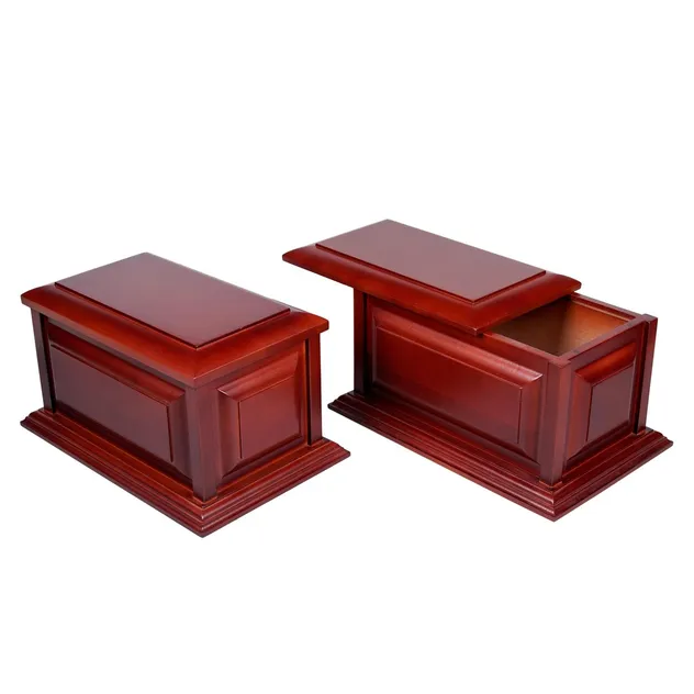 High Quality Wholesale Custom Wood Personalized Engraved Ash Pet Funeral Urn Wooden Cremation Casket Urns for Human Ashes
