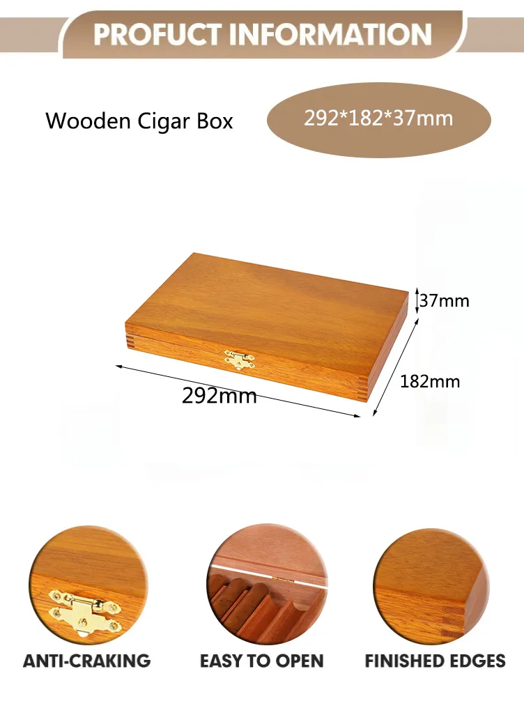 Wholesales Cigarette Solid Wood Cigar Box Custom Wooden Packing Box for Humidors