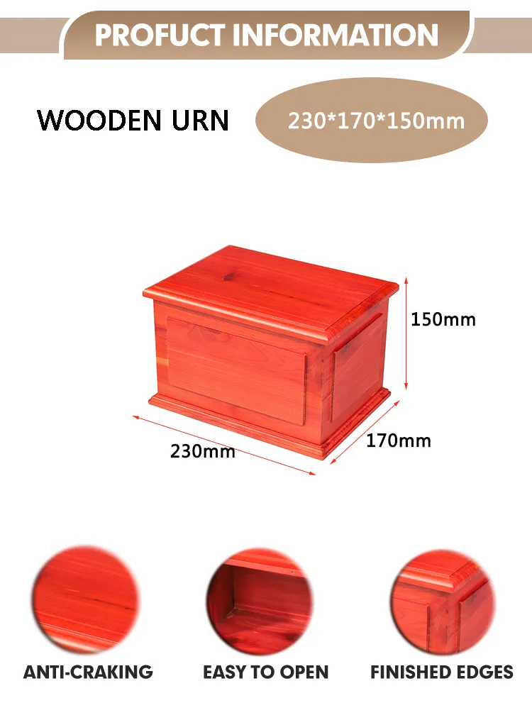 Hot Selling Memorial Wood Urn Funeral Cremation Casket Urns for Human Ashes Adult