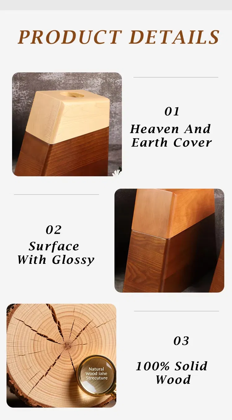 Zhihe Wholesale 100% Solid Wood Pet Cremation Urn Memorial Ashes Box with Small Potted Plant Compartment for Cherishing Beloved Pets