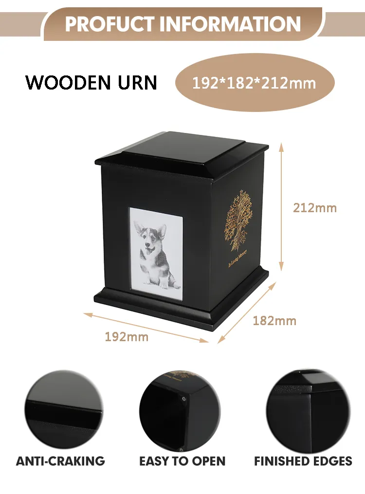American Style Wooden Pet Urn Durable MDF with PVC and Plastic Finish Available in Colorful Styles