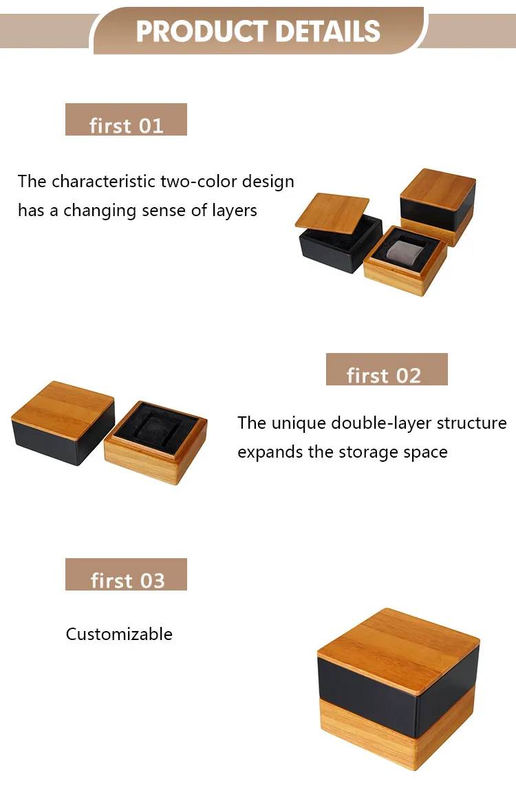 Wholesale Exquisite Luxury Wooden Single Rectangular Watch Packaging Display Box Wood Watch Storage Gift Case