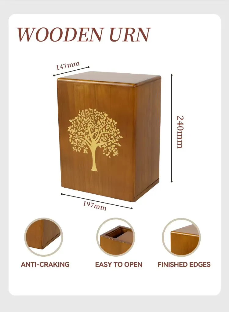 Zhihe Lightweight Paulownia Solid Wood Pet Urn-Removable Base Customizable Design for Cherishing Beloved Pets