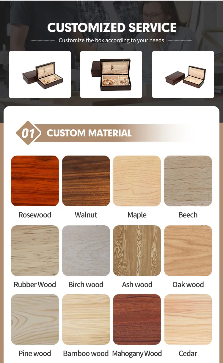 Custom Walnut Wooden Jewelry Pendant Earring Box Hot Sale Wood Wedding Rings Box Customized Luxury Jewelry Case
