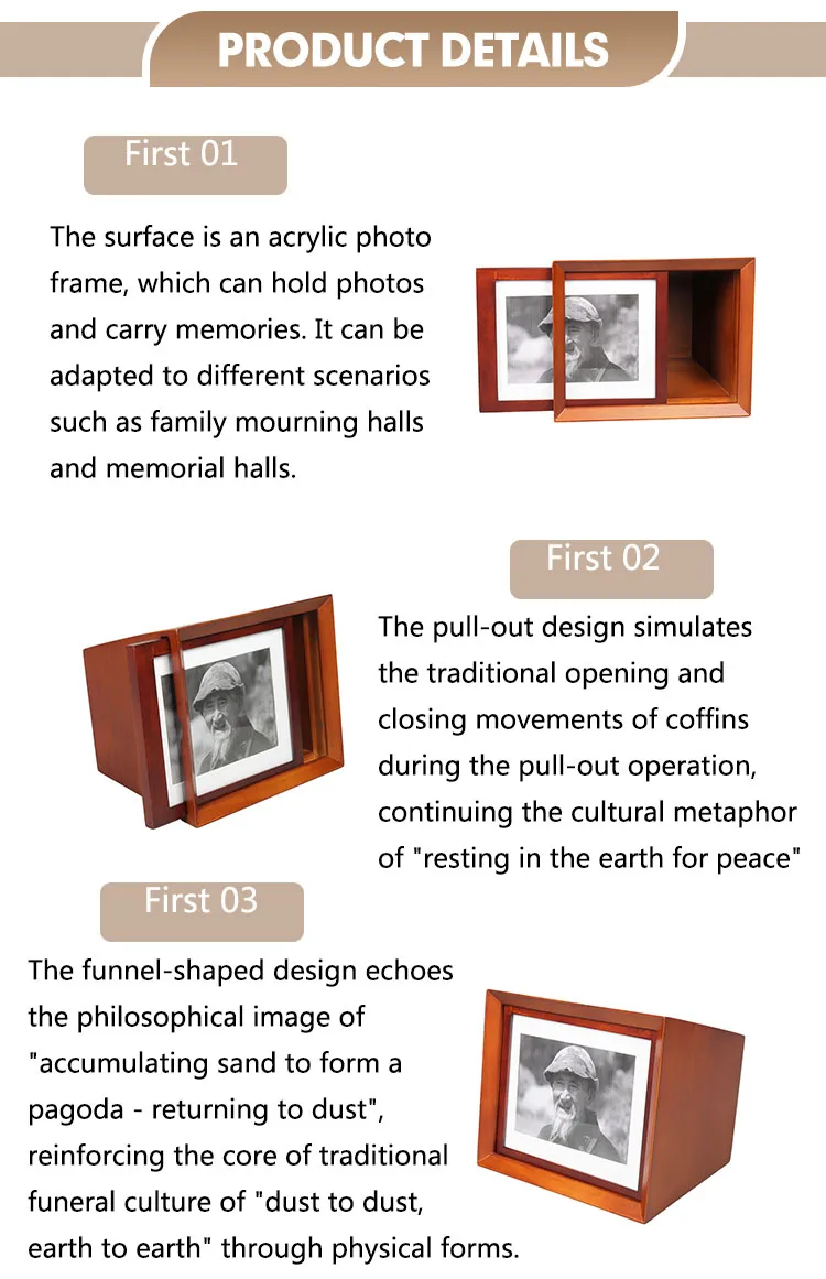 Luxury Modern Eco-Friendly Handmade Wooden Pet Casket &amp; Urn for Cats &amp; Dogs with Photo Frame Animal Ashes Memorial Box