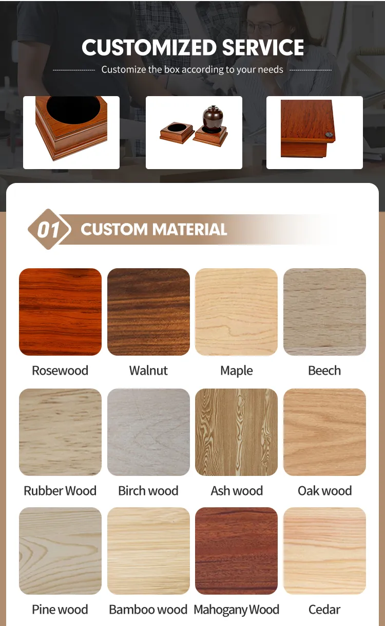 Hot Sale Urn for Human Ashes Adult Funeral Supplies Human Cremation for Ashes Wooden Urns Made of Poplar Wood