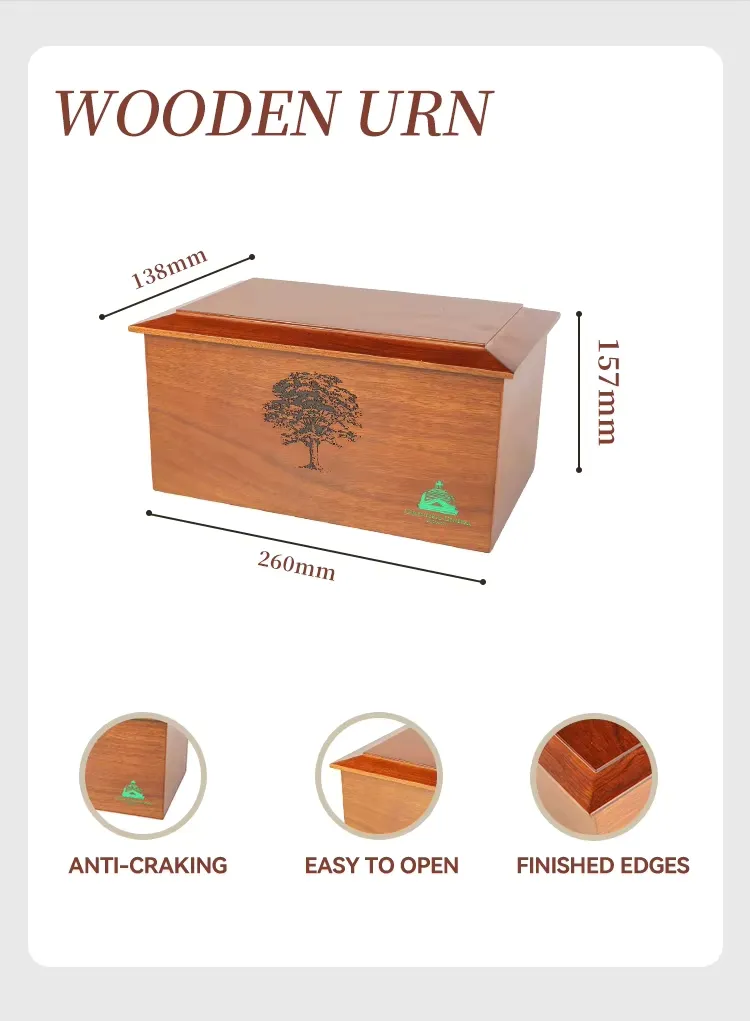 Zhihe Walnut Veneer MDF Pet Urn Elegant Casket for Your Beloved Furry Friend