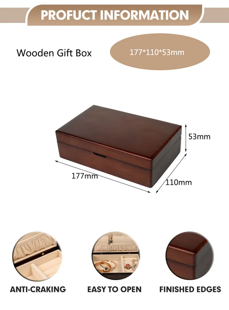 Factory Wholesale Velvet Wood Custom Logo Kids Small Jewelry Gift Box for Present