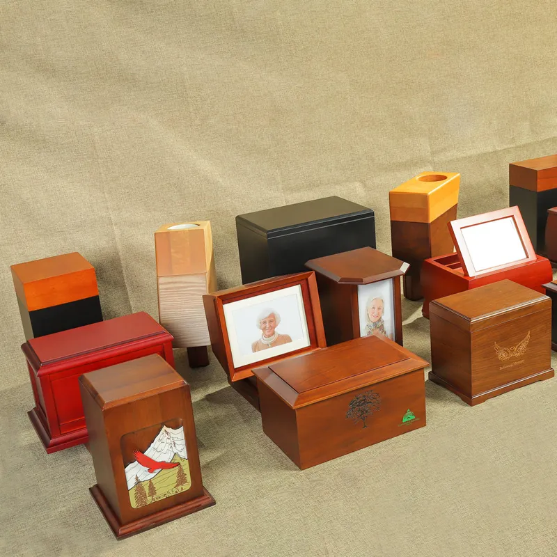 Funeral Supplies Human Ashes Box Coffin Adult Wood Urns Supporting Customized Wooden Ashes Casket