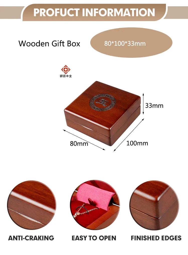 Luxury Custom Logo Wooden Jewelry Gift Box for Bracelets