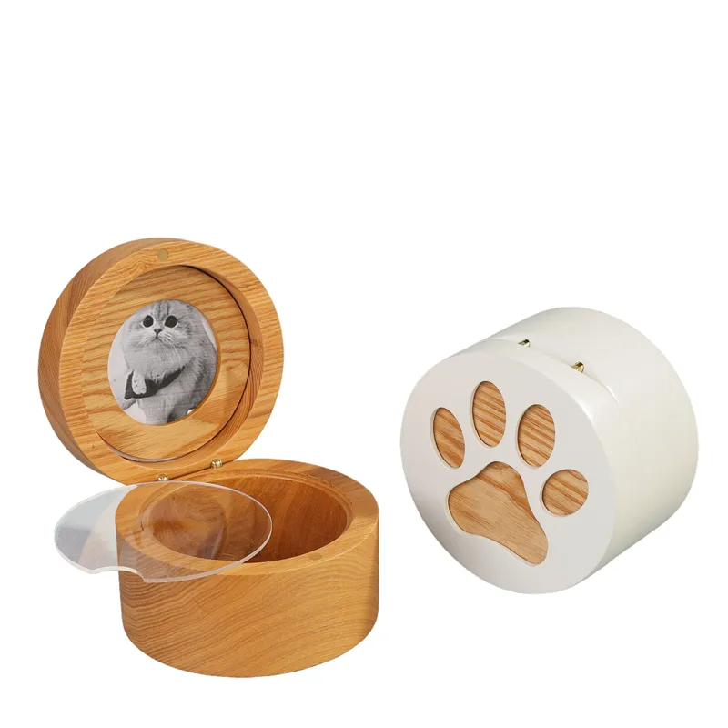 High-End Customizable Solid Wood Pet Cremation Funeral Urn Bamboo Casket for Memorial Ashes Features Logo and Size Options