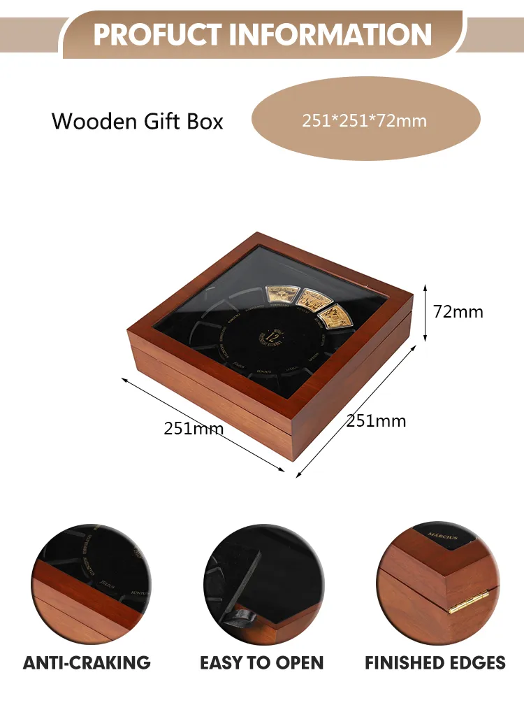 Custom Walnut Wooden Coin Display Case with Clear Lid