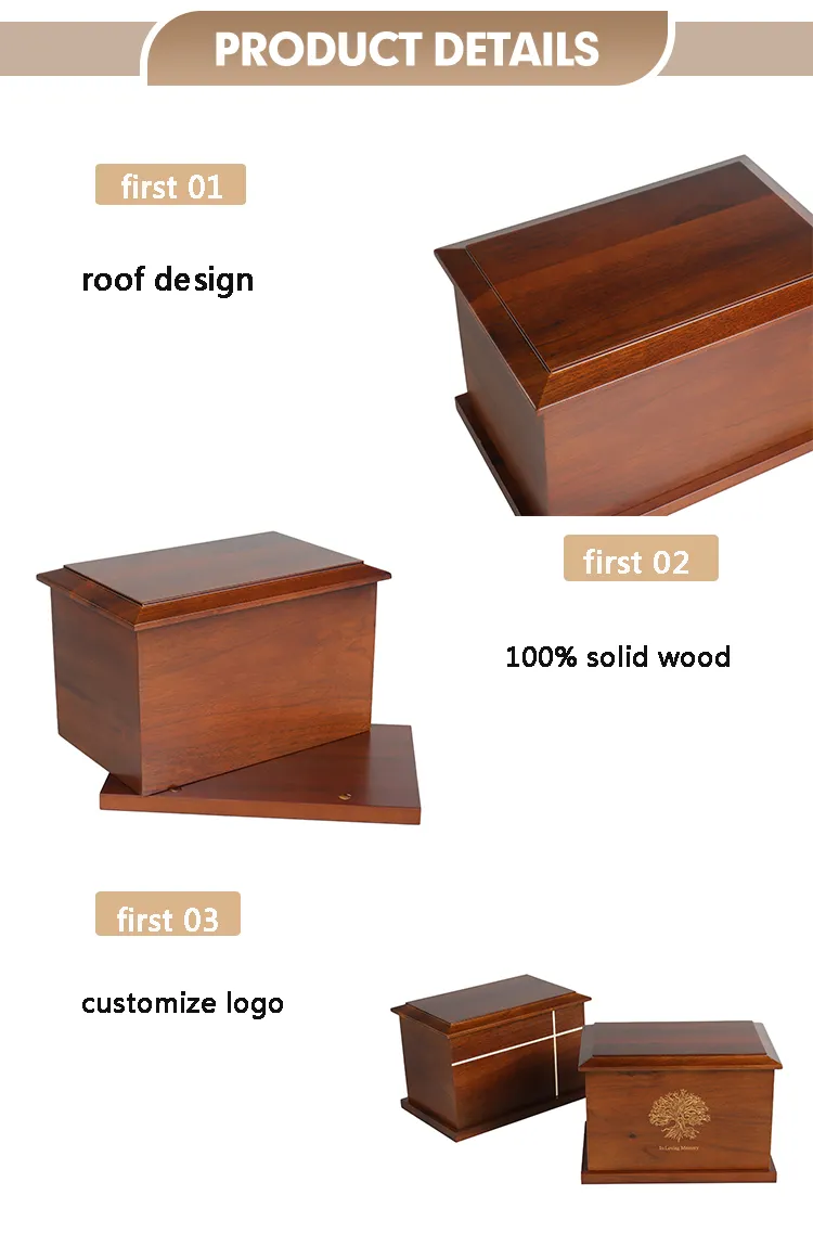 Wooden Funeral Cremation Urns Keepsake Memory Box Pet Memorial Urns for Dog or Cat Ashes
