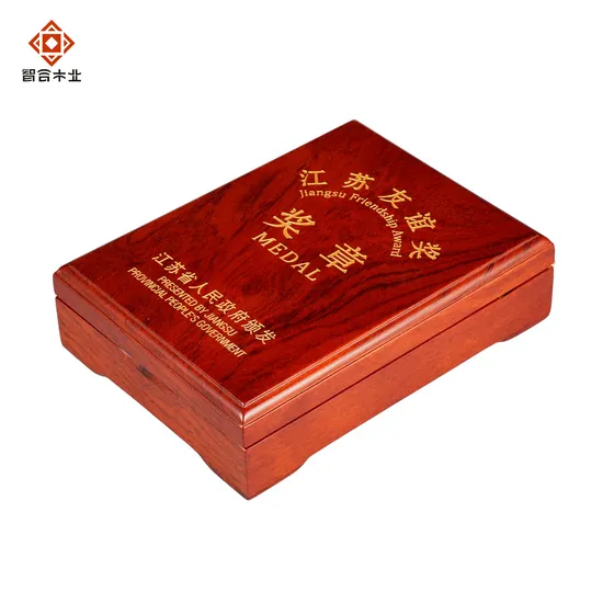 Luxury Rosewood Custom Laser Logo Single Badge Packaging Wooden Coin Box