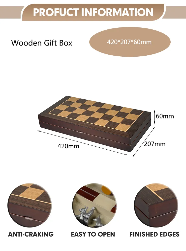 Wholesale Wooden Travel Game Set Custom Luxury Chess Game Board Folding Wooden Box