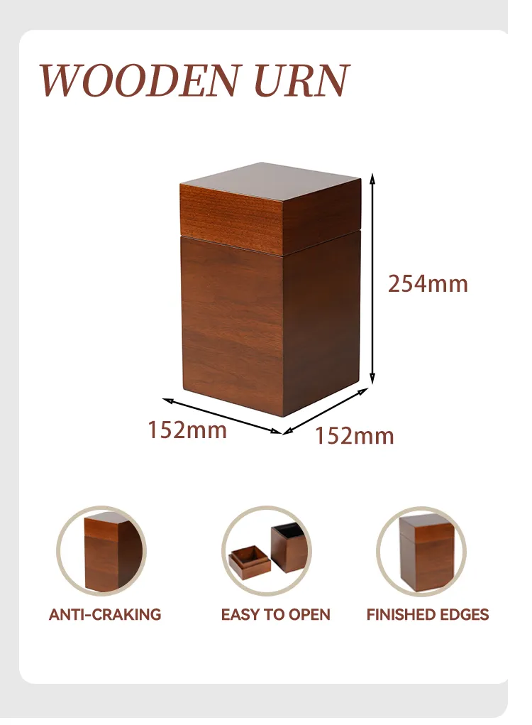 Wholesale Modern Square Wood Eco-Friendly Durable Commemorative Pet Casket Urn for Dogs and Cats Ash Memorial Box