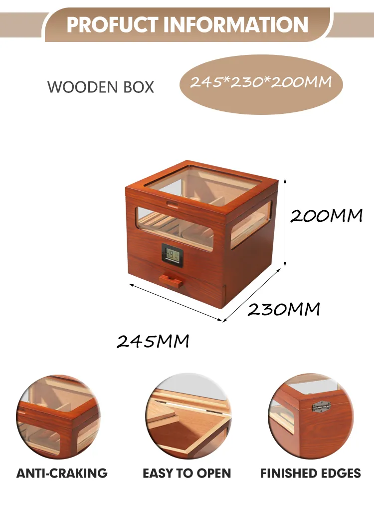Custom Spanish Cedar Wood Portable Cigar Travel Humidor Box Large Gift Wooden Humidor Cigar Cabinet