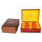 Wholesale Luxury Red Wine Glass with Bottle Box Storage Chocolate Color Wood Blanks Wine Double Packaging Gift Box