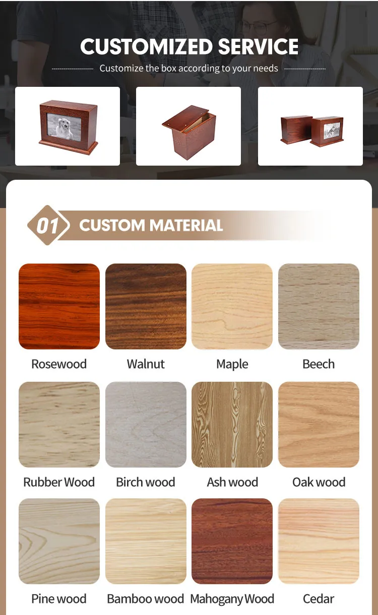 Luxurious Customized Mahogany European Style Solid Wood Cremation Urns for Human Ashes