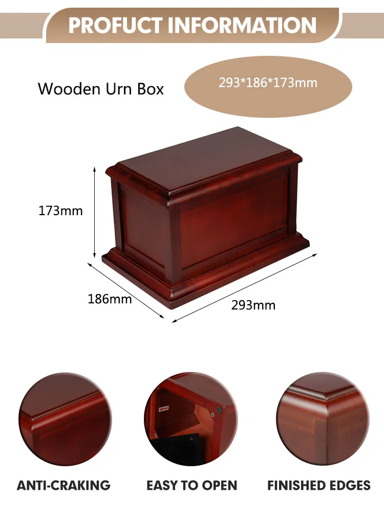 Sliding Lid Design Luxury Eco-Friendly Paint Unique Funeral Cremation Casket Custom Birch Wood Human Ash Urn