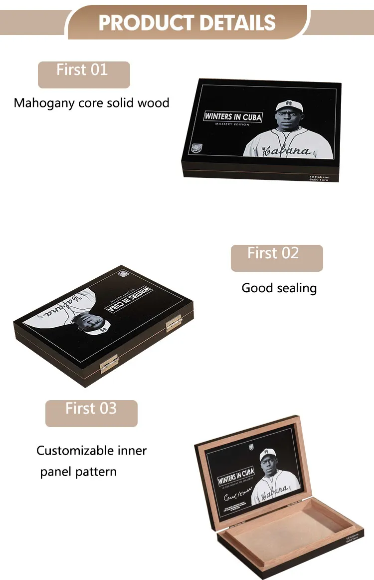 ODM/ OEM Wooden Cigar Box Wholesale Mahogany Solid Wood Custom Logo Flip Cover Cigar Case