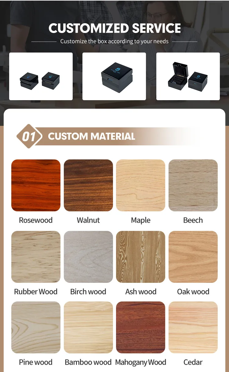 Wholesale Unique Custom High-End Wooden Jewelry Storage Display Box Handmade Wedding Ring Gift Package Box
