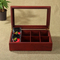 Factory Custom Luxury Wooden Storage Gift Case Acrylic Lid Red Packaging Teabag Tea Boxes Organizer