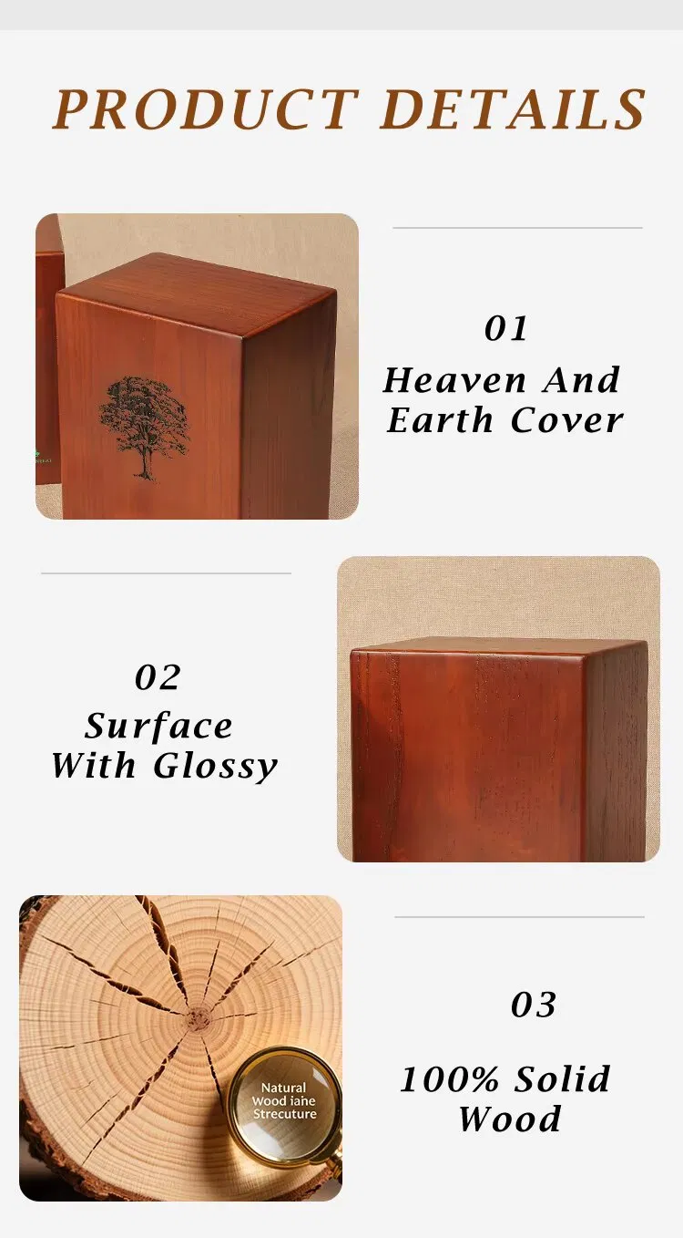 Zhihe Lightweight Paulownia Solid Wood Pet Urn-Removable Base Customizable Design for Cherishing Beloved Pets