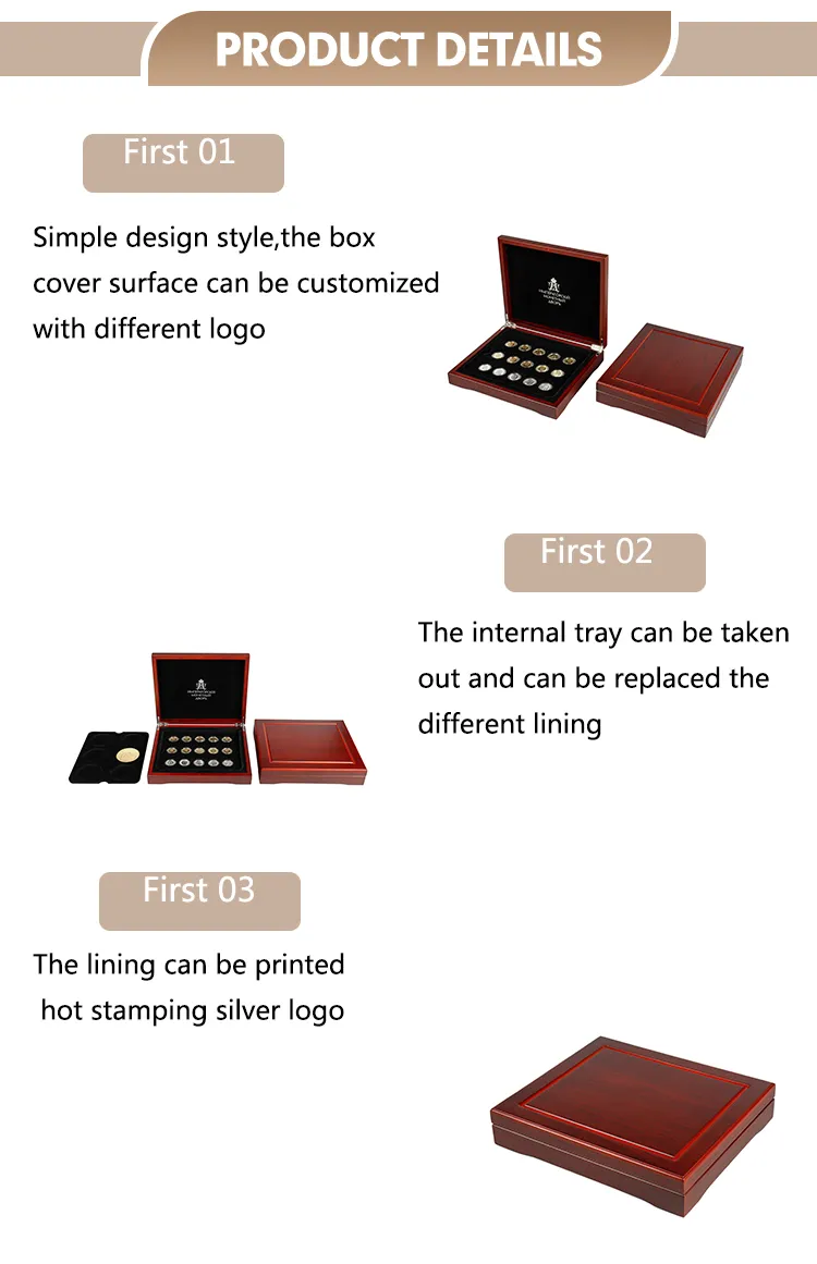 Wholesale Wooden Coin Capsules Coin Storage Box Coin Collection Display Commemorative Coin for Coin Collection Supplies