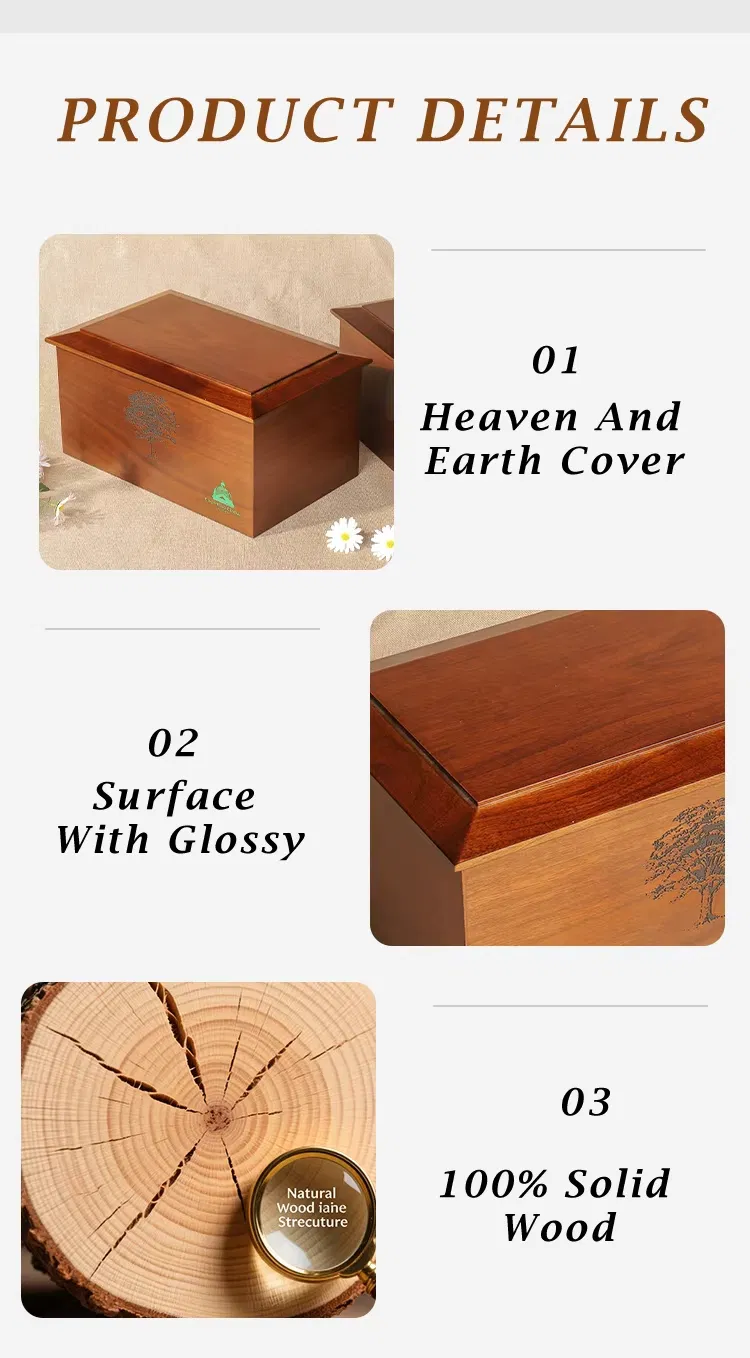 Zhihe Walnut Veneer MDF Pet Urn Elegant Casket for Your Beloved Furry Friend