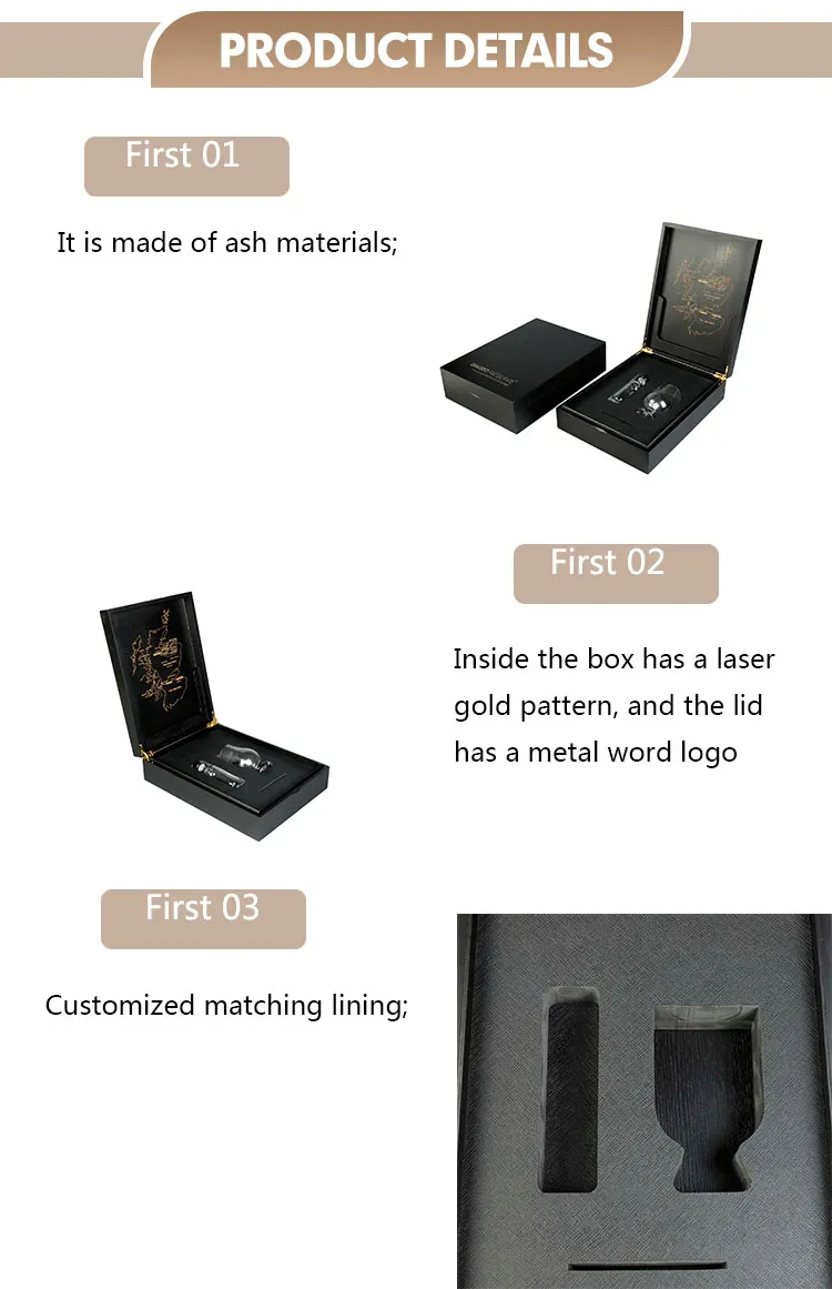 Elegant Engraved Personalized Black Wooden Wine Gift Box