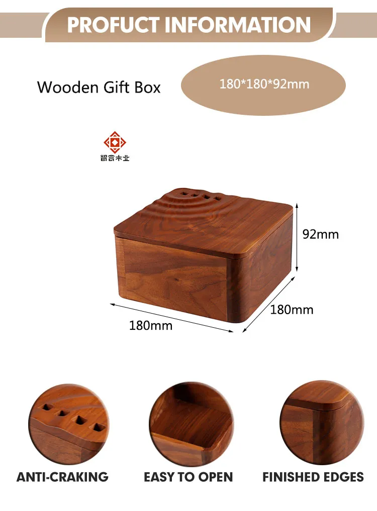 Custom Walnut Natural Color Large Tea Packaging Storage Wooden Box Packing Box Best Gifts Packing Use at Wholesale Price