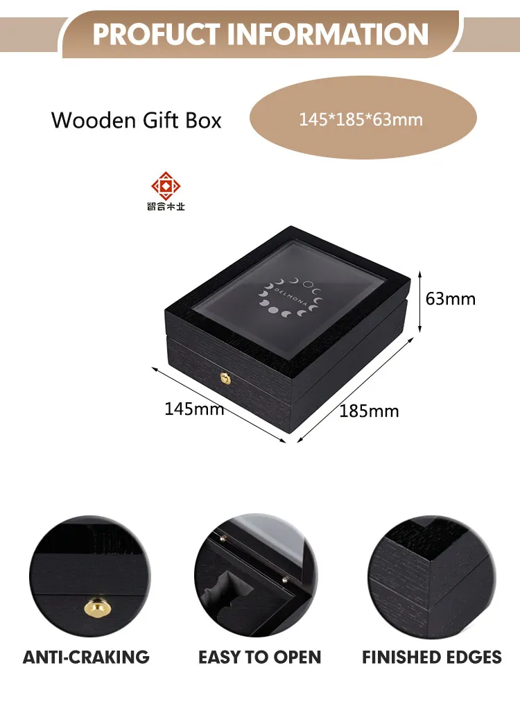 Elegant Custom Black and Grey Perfume Gift Set with Wooden Lid