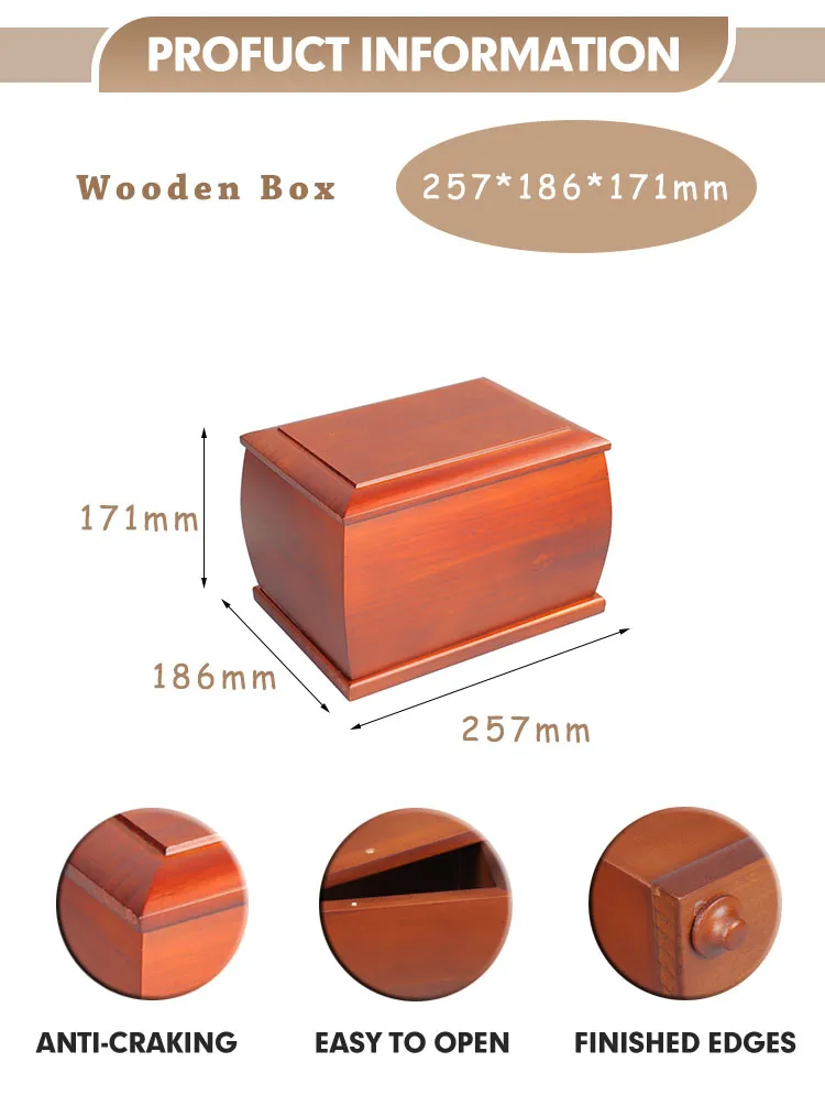 High Grade Cherry Wood Urn Hand Finished Container for Adult Ashes Classic Design Eco Friendly Long Lasting