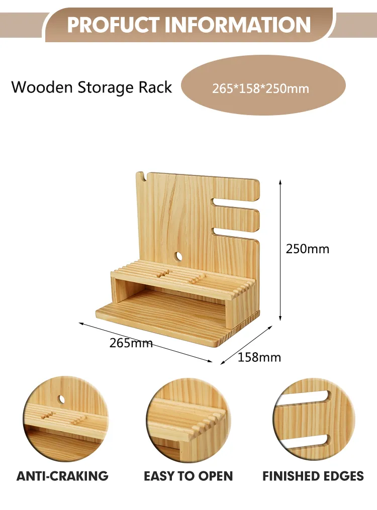 Multifunctional Wood Phone Docking Station Key Holder Jewelry Watch Organizer Luxury Custom Wood Storage Stand