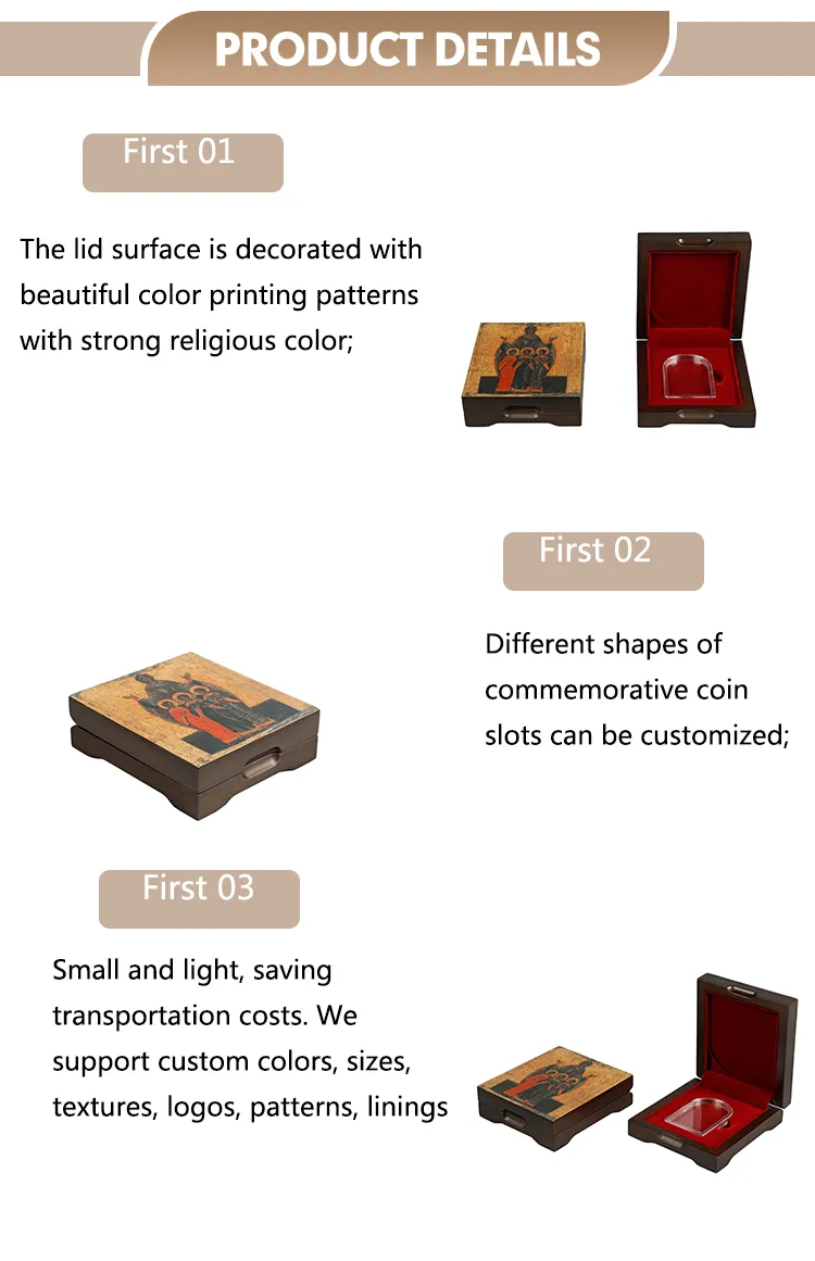 Wholesale Professional Factory Custom MDF Luxury Medals Gold Coin Gift Wooden Box