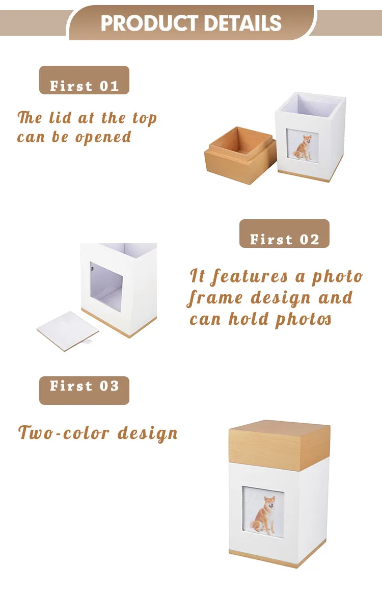 Zhihe Wholesale Funeral Supplies Wooden Animal Pet Urn Funeral Memorial Urn Cremation Unique Reference