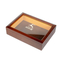 Transparent Top Design Metal Word Logo EVA Lining Rectangular Acrylic Cover Custom Wooden Large Gift Box Luxury