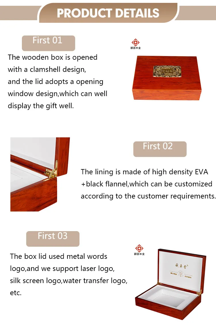 High Quality Factory Customized MDF Luxury Red Health Care Product Packaging Gift Wooden Box