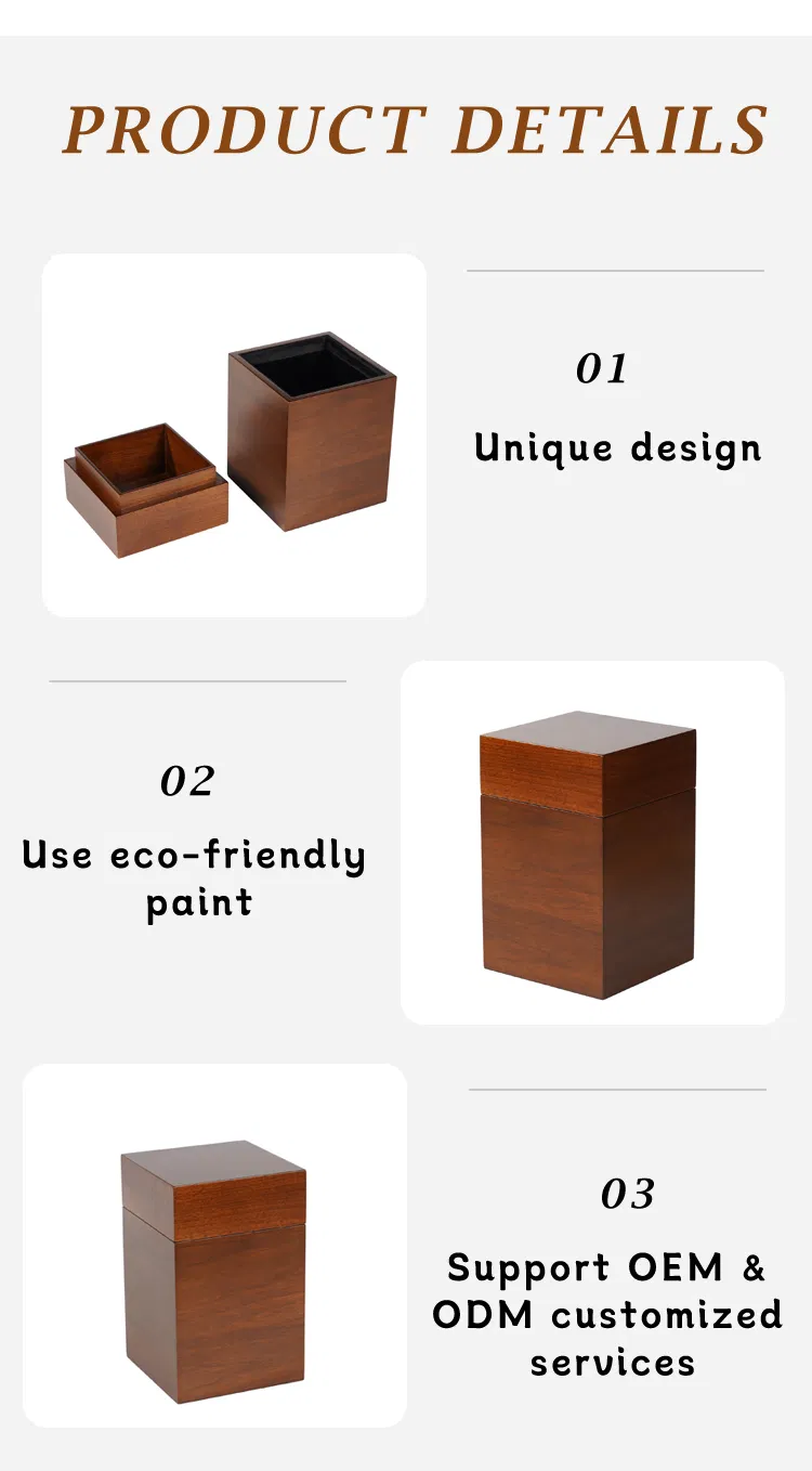 Wholesale Wooden Keepsake Box Wood Memorial Urns for Human &amp; Pet Ashes Caskets Decorative Cremation Funeral Urn