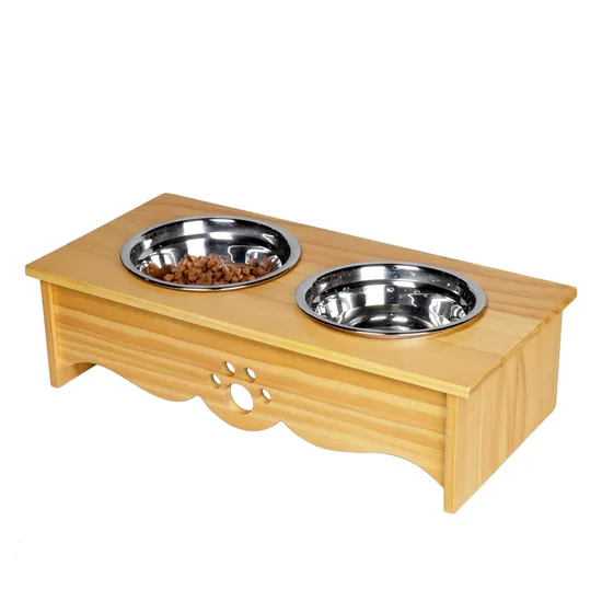 Factory Price Wood Cat Dog Bowl Rack Customized High-End Wooden Pet Dining Stand Tables