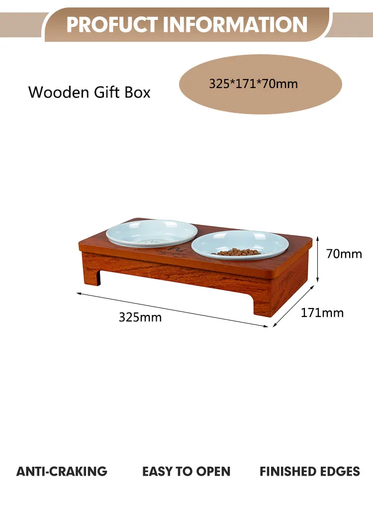Wholesale Wooden Pet Dining Table Stand Table Mat Cat &amp; Dog Bowl Rack Feeder