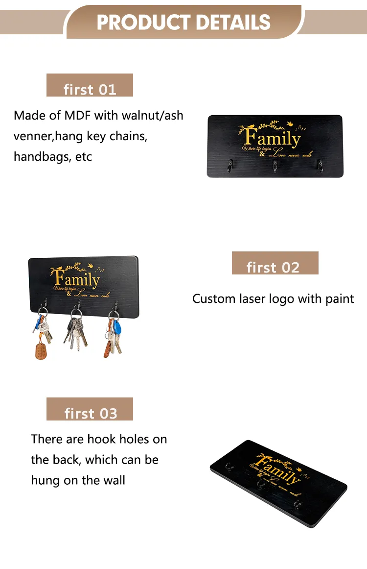 Wholesale Wooden Decorative Key Holder for Decorative Mini Wall Hooks