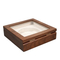 Wholesale Custom Logo Single Opening Window Design Wood Challenge Coin Storage Presentation Box Packaging Display Case with Acrylic Lid
