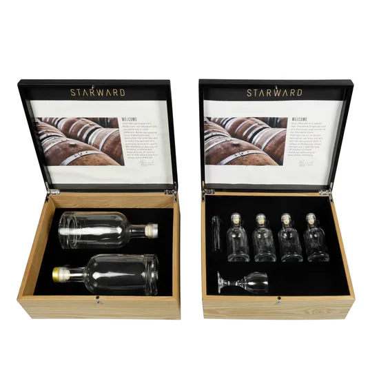 Wholesale Luxury Custom Logo Printing Solid Wooden Wine Gift Storage Box Spanish Cedar Wine with for Whiskey Bottle