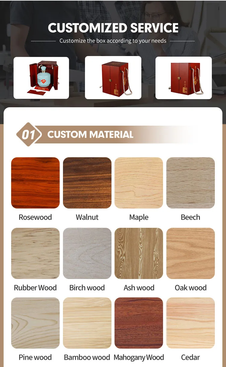 Factory Price Custom Logo Printing Solid Brandy Liquid Wooden Box Wine Bottle Gift Packaging Storage Case
