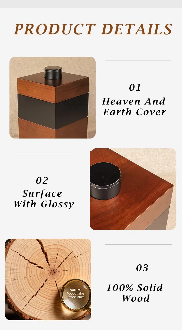 Zhihe Ashes Packaging Box Custom Cremation Wooden Souvenir Urn Advanced Workmanship Rectangular Adult Carton Customized Logo